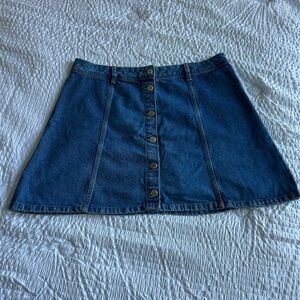 Divided Blue Denim Mini Skirt with buttons